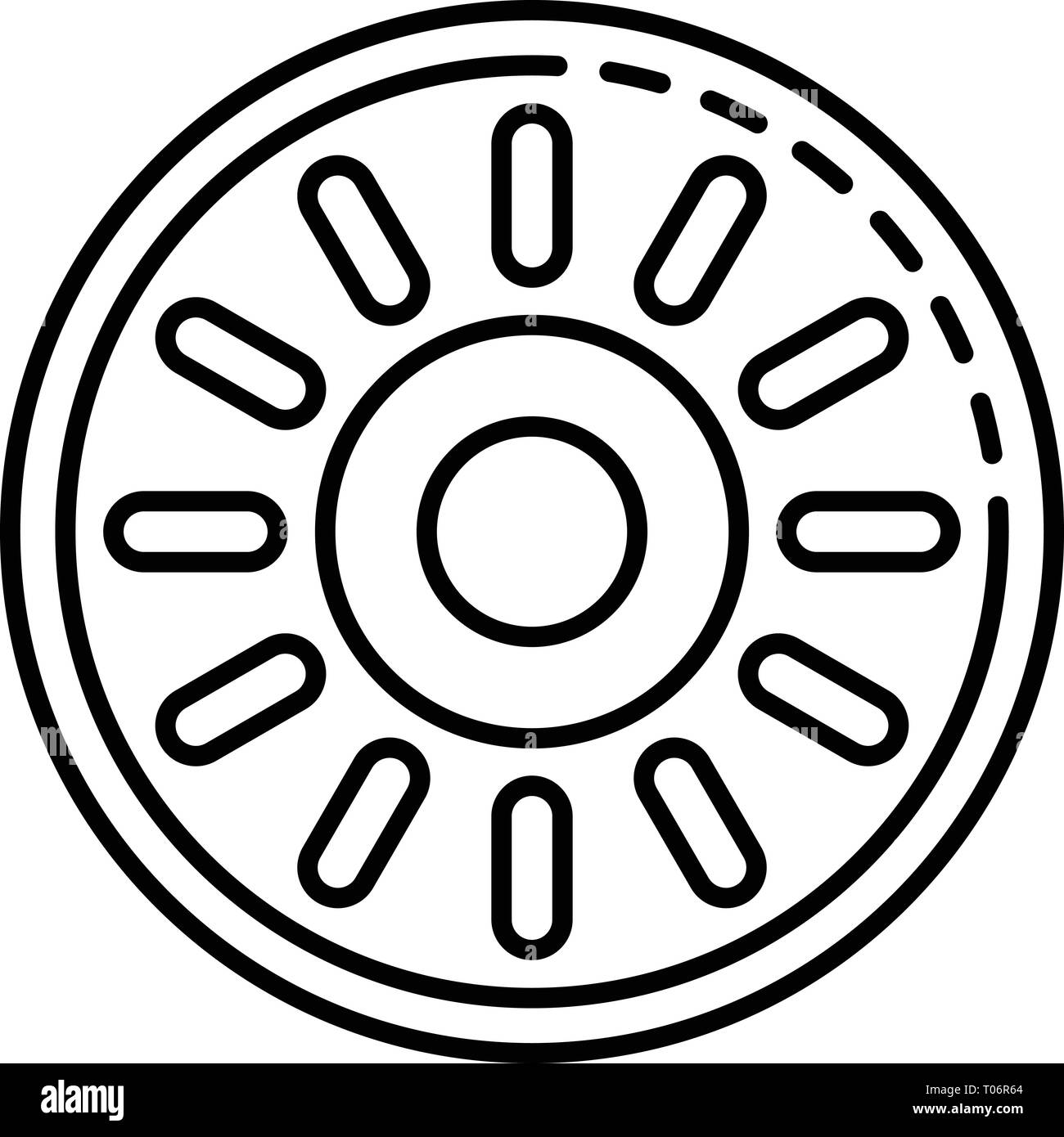 Pool hose wheel icon, outline style Stock Vector