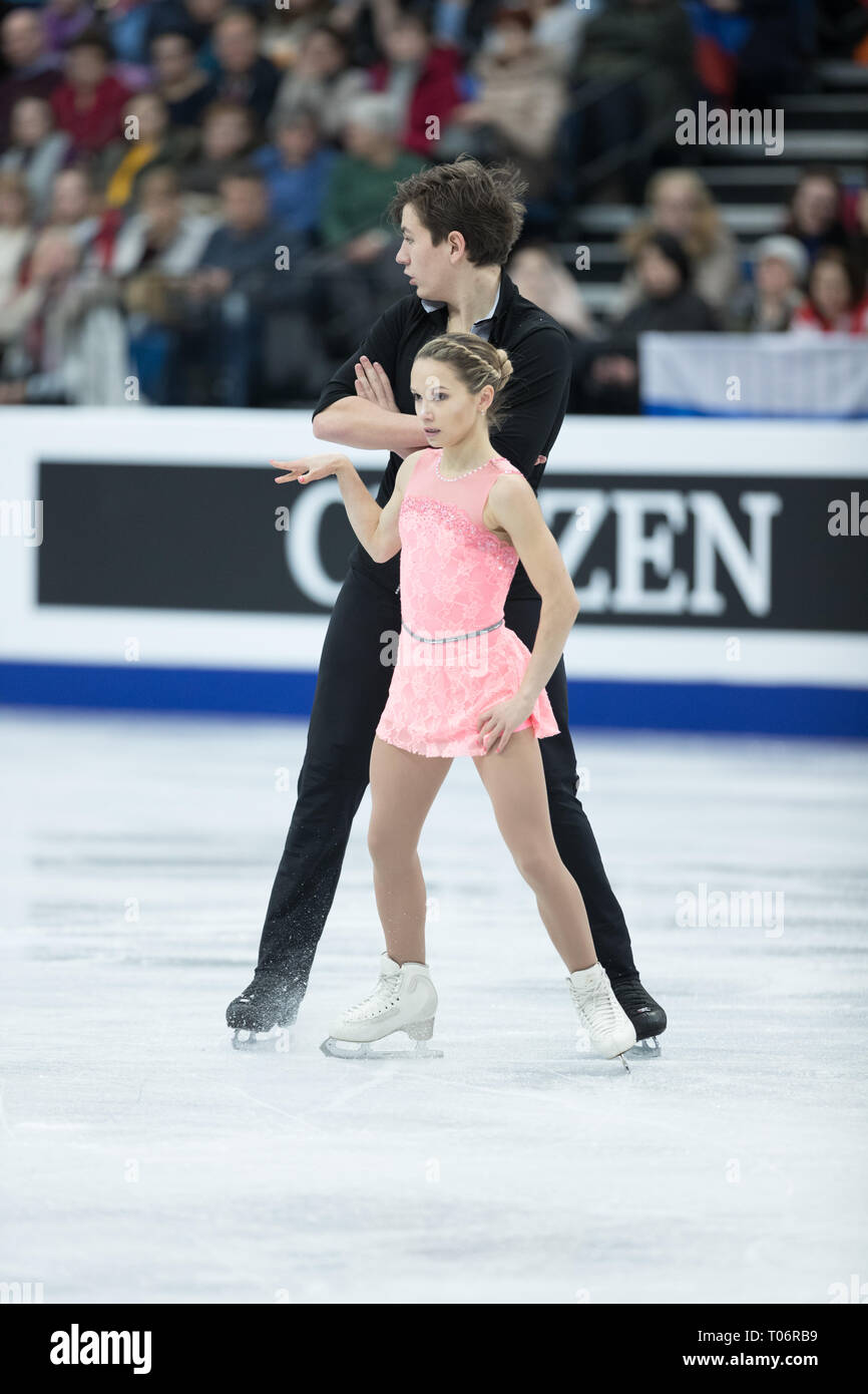 Daria Pavliuchenko and Denis Khodykin from Russia during 2019 European championships Stock Photo