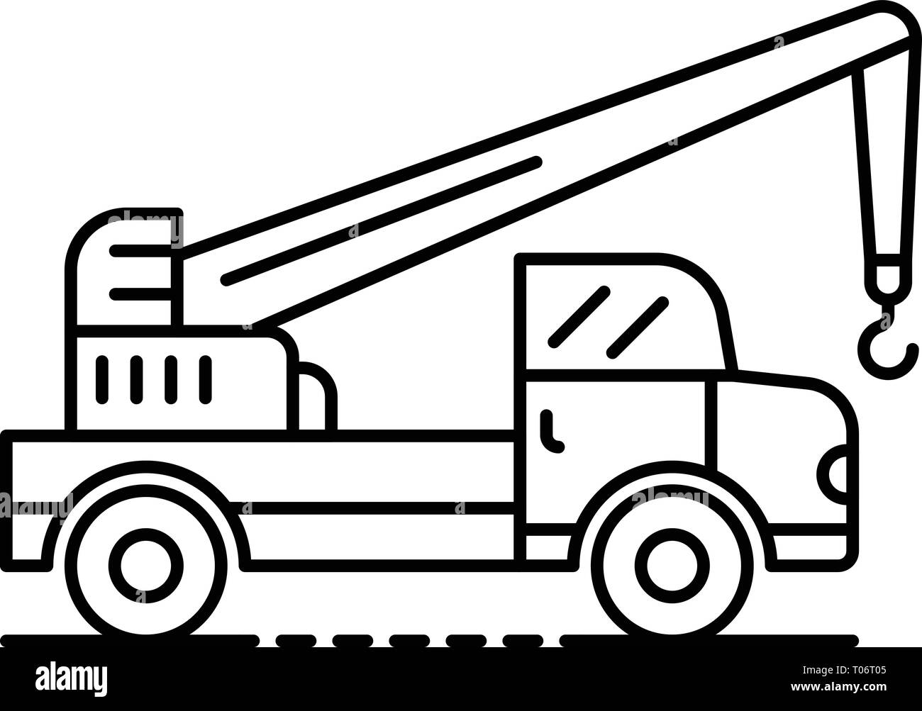 Truck crane icon, outline style Stock Vector