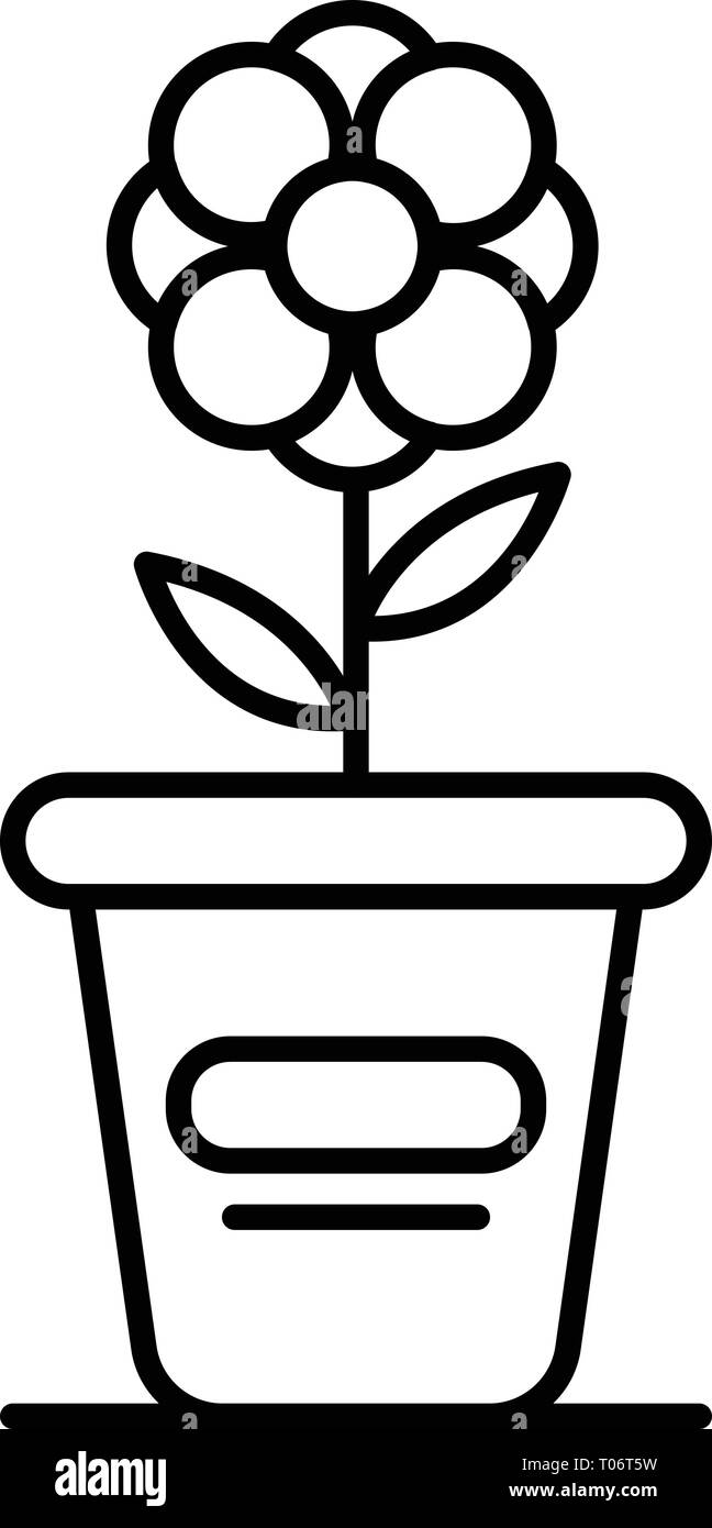 Flower pot icon, outline style Stock Vector