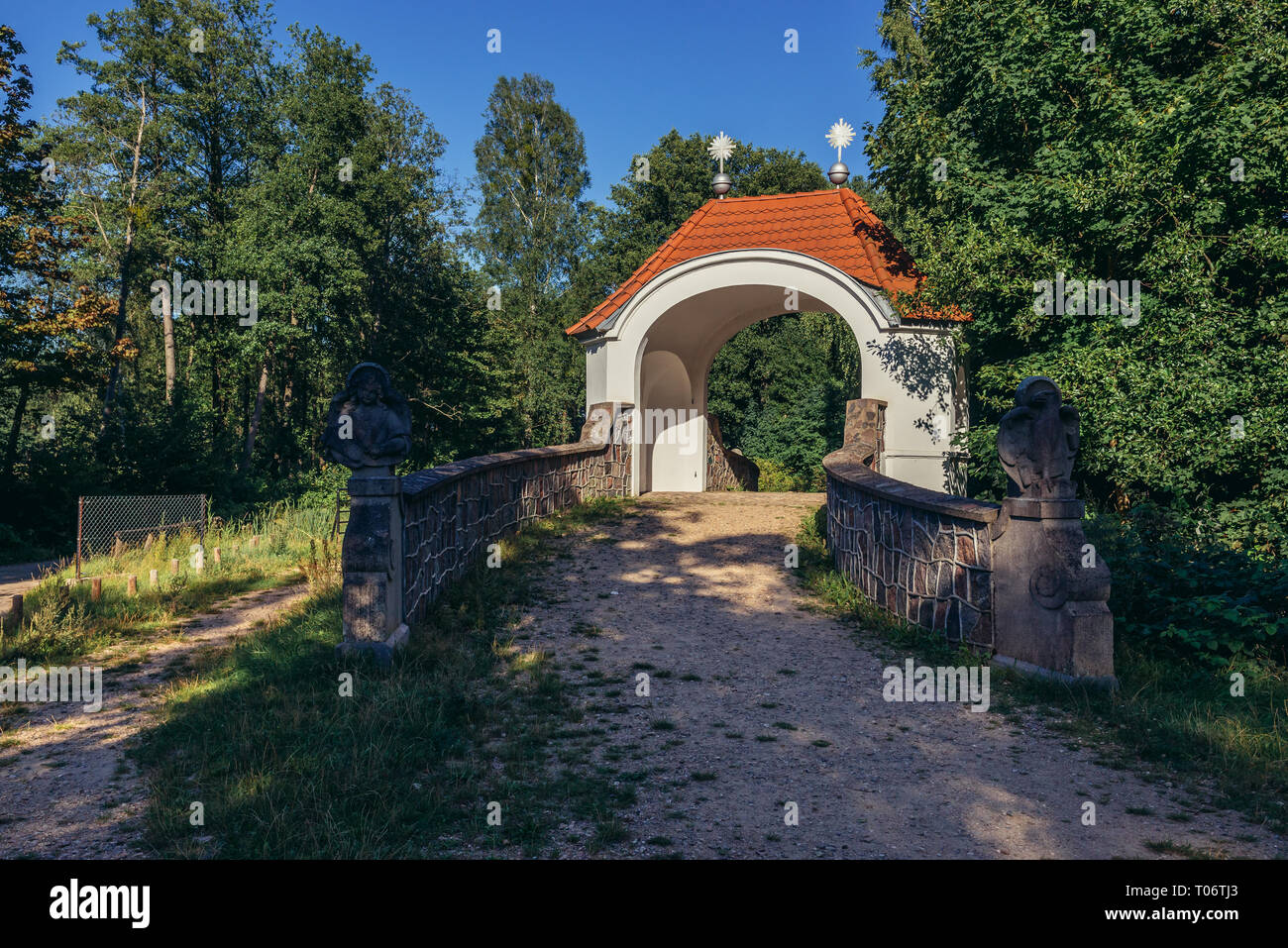 Gateway to Calvary in Wiele village in Kashubia region of Poland Stock