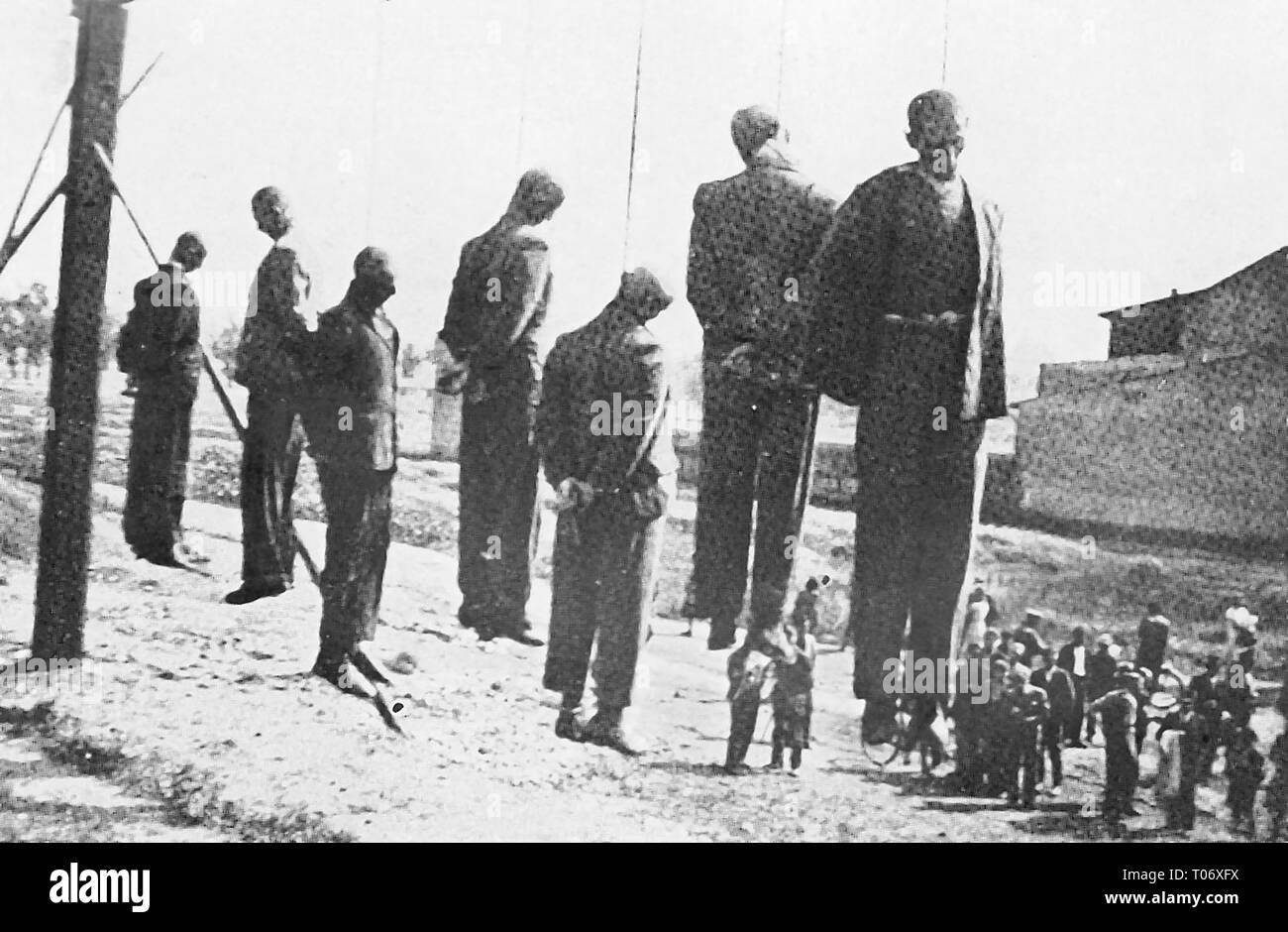 Public execution near Płaszów-Prokocim train station on June 26, 1942. Stock Photo