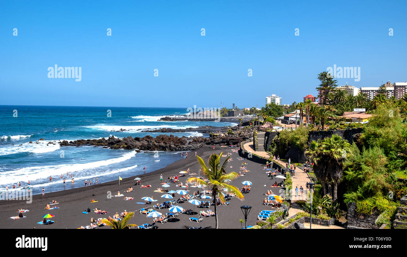 The Beach Playa Jardin A Black Sandy Beach Is Located In The