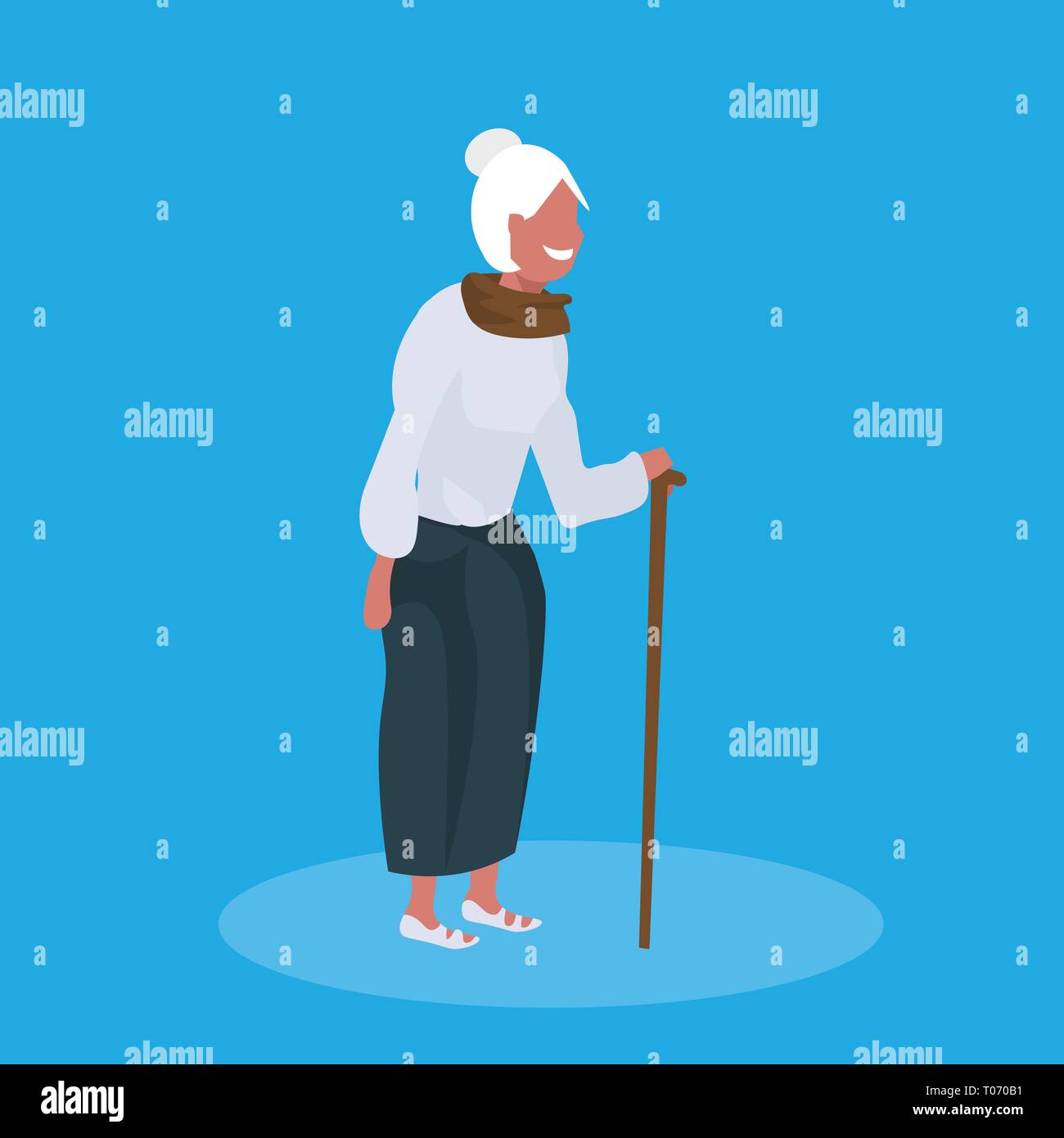 Elderly Woman Walking Cane Stock Vector Images Alamy