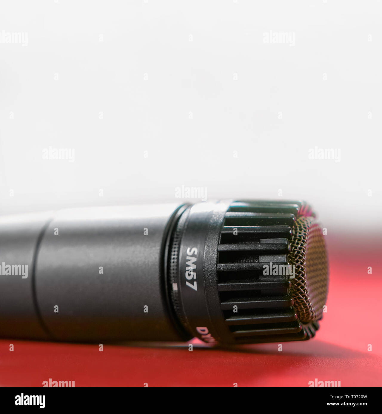 A closer view of the capsule of the legendary Shure SM57. Copy space Stock  Photo - Alamy