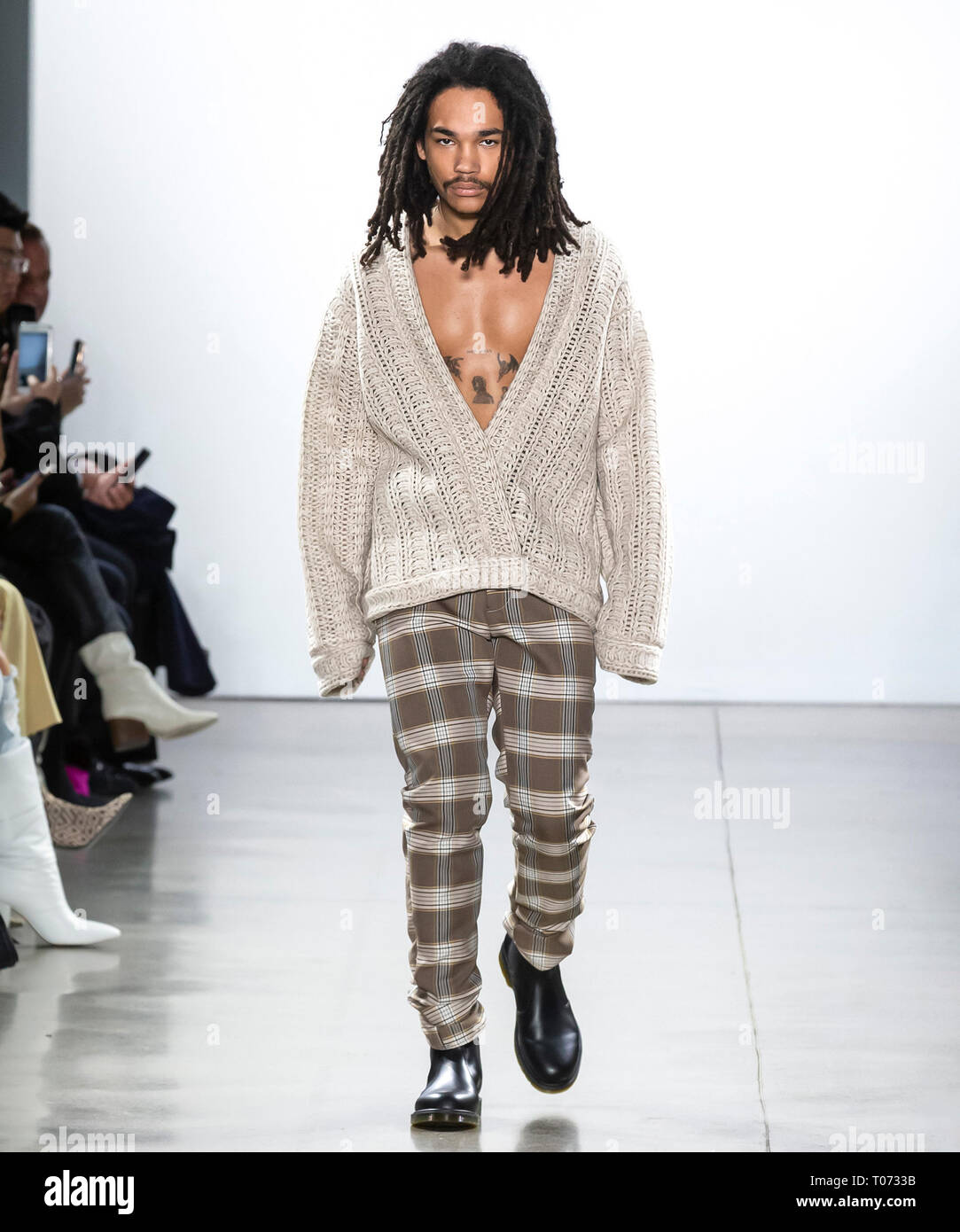 New York, New York - February 10, 2019: Luka Sabbat walks the runway at LaQuan Smith Fall Winter 2019 Fashion Show Stock Photo
