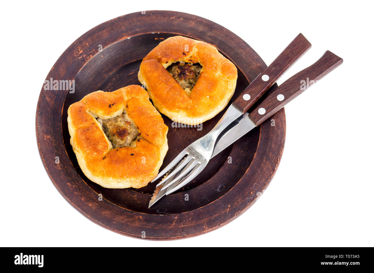 Fried yeast dough pie with meat. Studio Photo Stock Photo Alamy