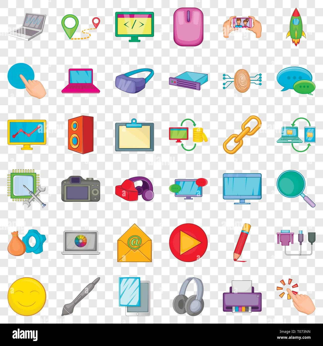 Computer part icons set, cartoon style Stock Vector Image & Art - Alamy