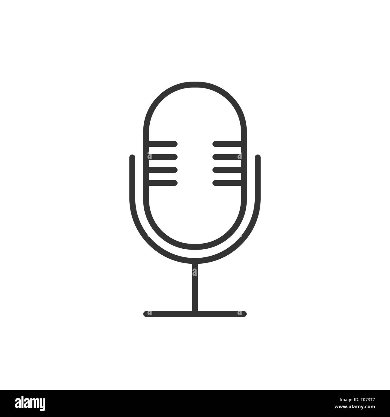 Microphone mic icon. Vector illustration, flat design. Stock Vector