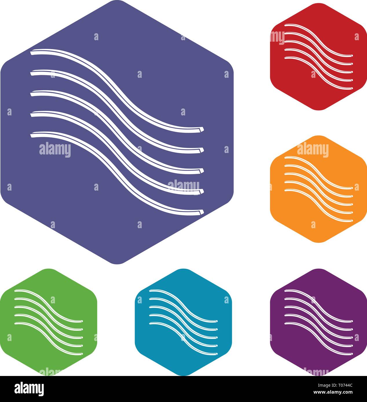Postal lines icons vector hexahedron Stock Vector