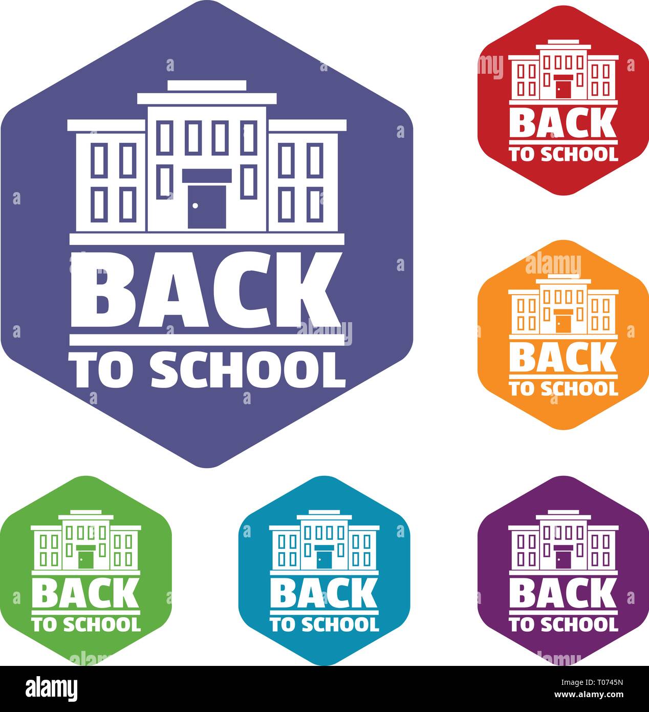 Back to school icons vector hexahedron Stock Vector