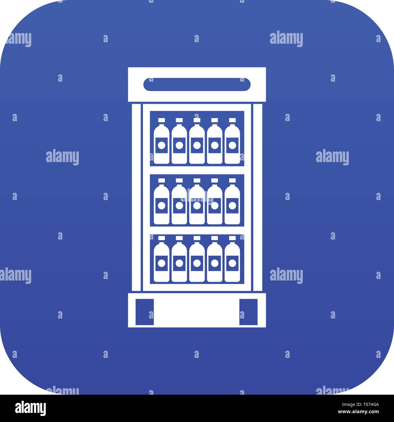 Fridge with refreshments drinks icon digital blue Stock Vector