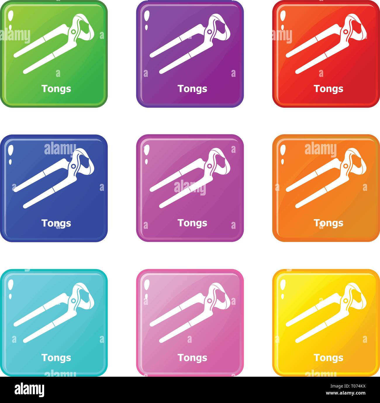 Tongs icons set 9 color collection Stock Vector