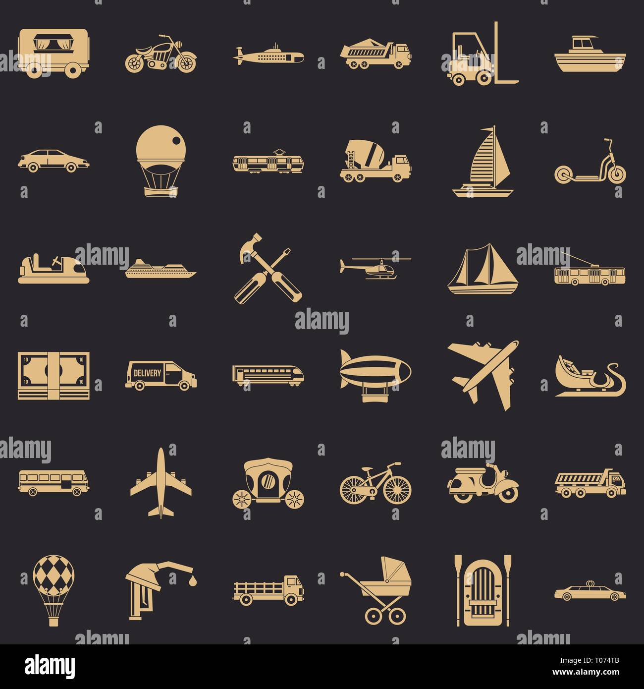 Transport icons set, simple style Stock Vector Image & Art - Alamy
