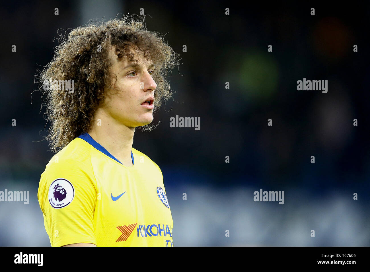 Liverpool, UK. 17th Mar, 2019. David Luiz of Chelsea looks on. Premier League match, Everton v Chelsea at Goodison Park in Liverpool on Sunday 17th March 2019. this image may only be used for Editorial purposes. Editorial use only, license required for commercial use. No use in betting, games or a single club/league/player publications. pic by Chris Stading/Andrew Orchard sports photography/Alamy Live news Credit: Andrew Orchard sports photography/Alamy Live News Stock Photo