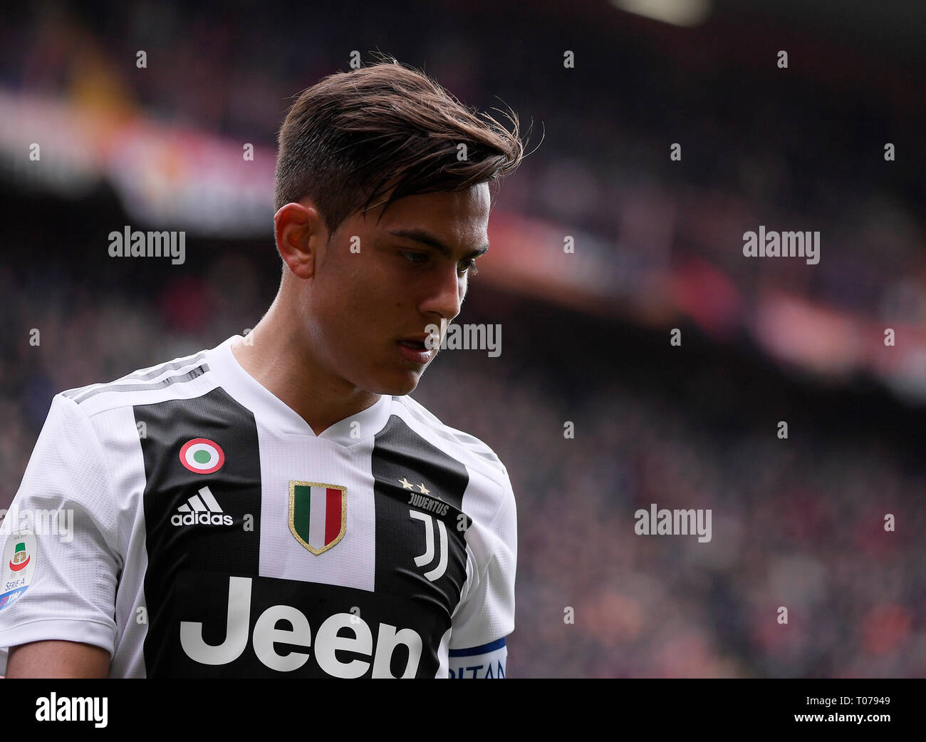 Genoa, Italy. 17th Mar, 2019. Juventus' Paulo Dybala reacts during an  Italian Serie A match between