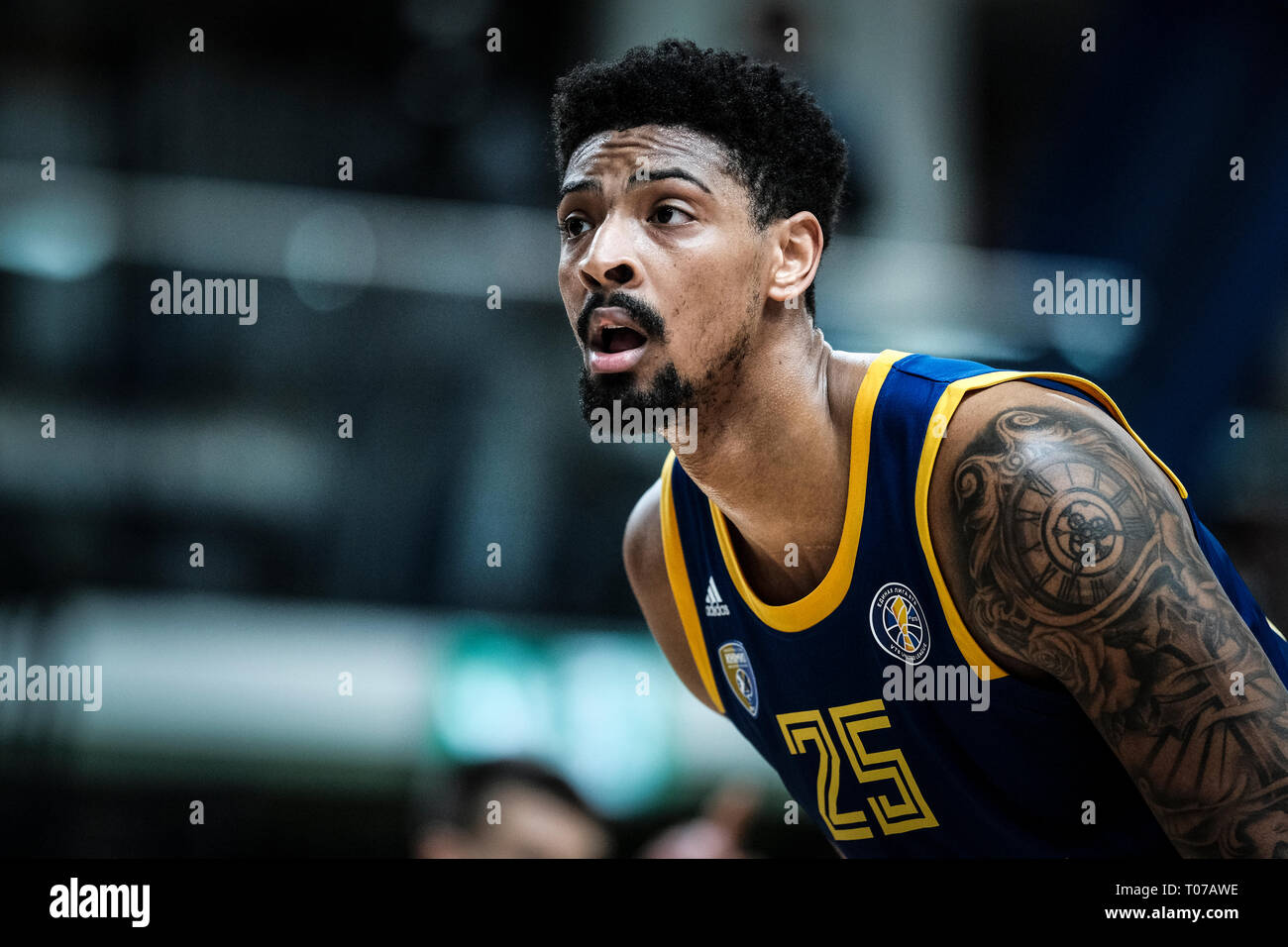 Tallinn, Estonia. 17th Mar, 2019. Jordan Mickey of BC Khimki seen in action  during the VTB United League game as BC Kalev Cramo lost to BC Khimki 85:96  at Kalev Sports Hall