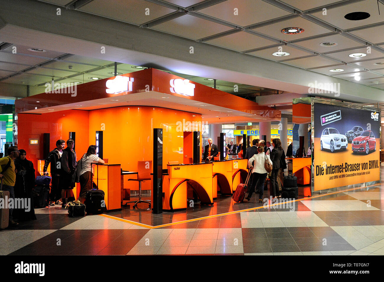 Munich, Deutschland. 18th Mar, 2019. Sixt counter at Franz Josef Strauss  Airport, Car Rental, Counter, Counter. | usage worldwide Credit: dpa/Alamy  Live News Stock Photo - Alamy