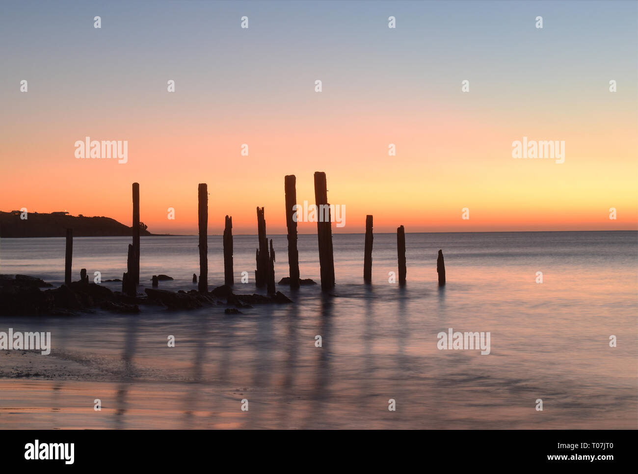 Sunset at Port Willunga in South Australia Stock Photo