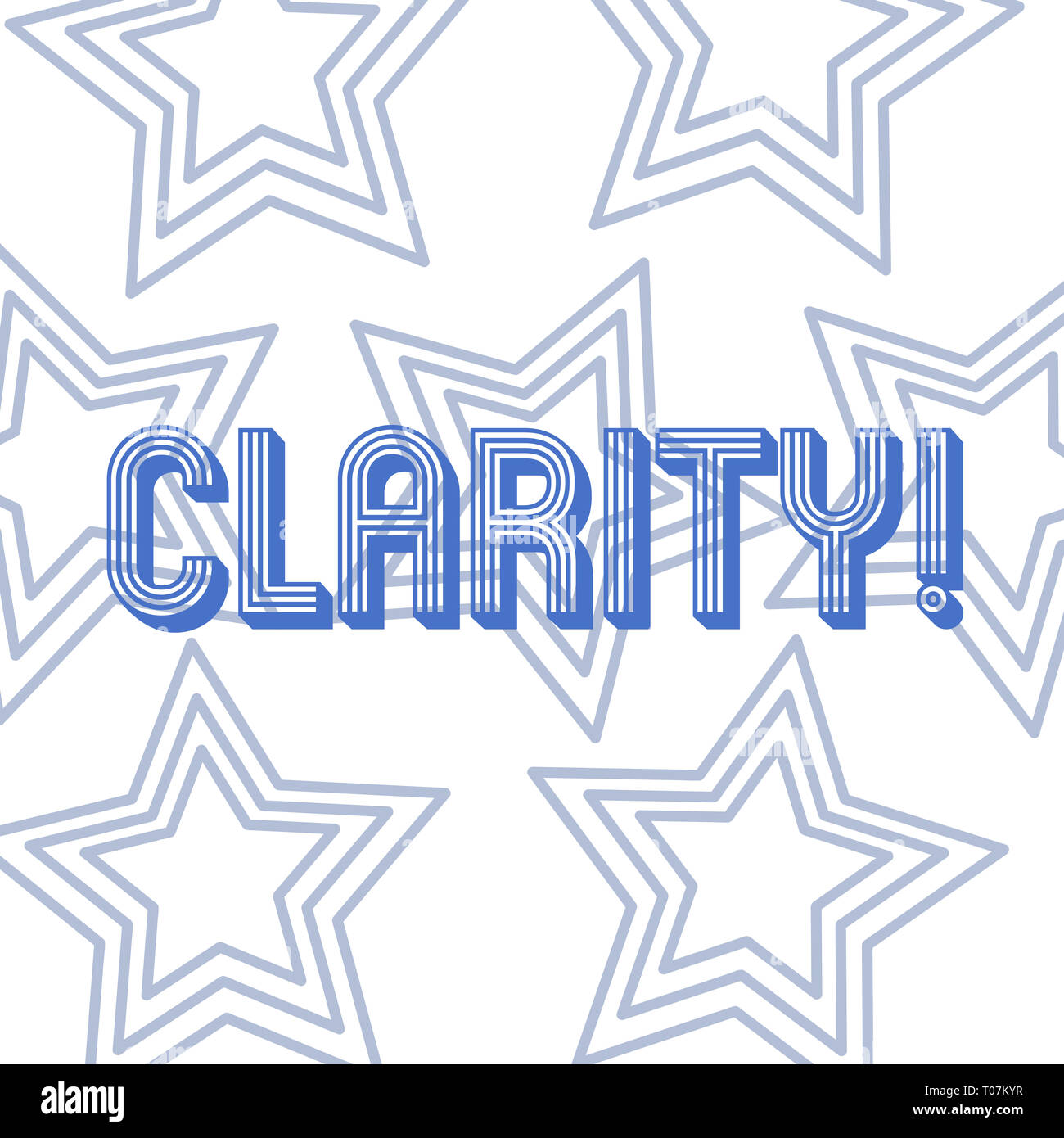 Text sign showing Clarity. Business photo showcasing Certainty Precision Purity Comprehensibility Transparency Accuracy Repetition of Pentagon Star Co Stock Photo