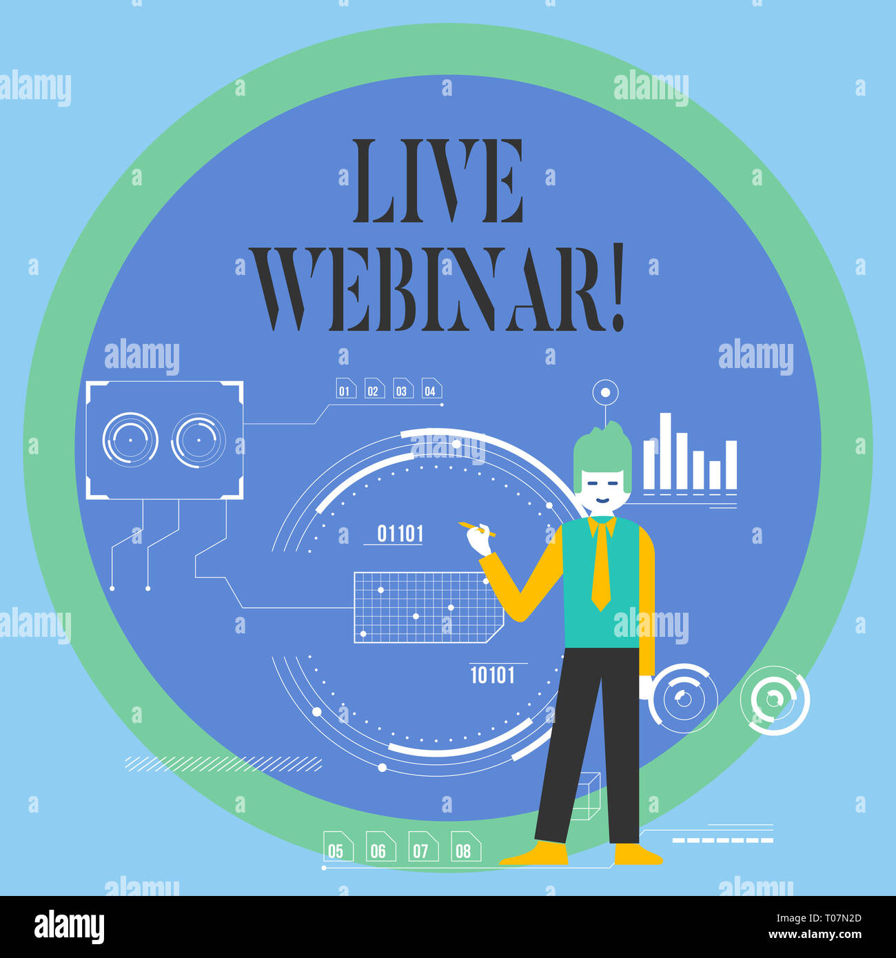 Conceptual Hand Writing Showing Live Webinar Concept Meaning Presentation Lecture Or Seminar Transmitted Over Web Man Holding Pen Pointing To Chart D Stock Photo Alamy