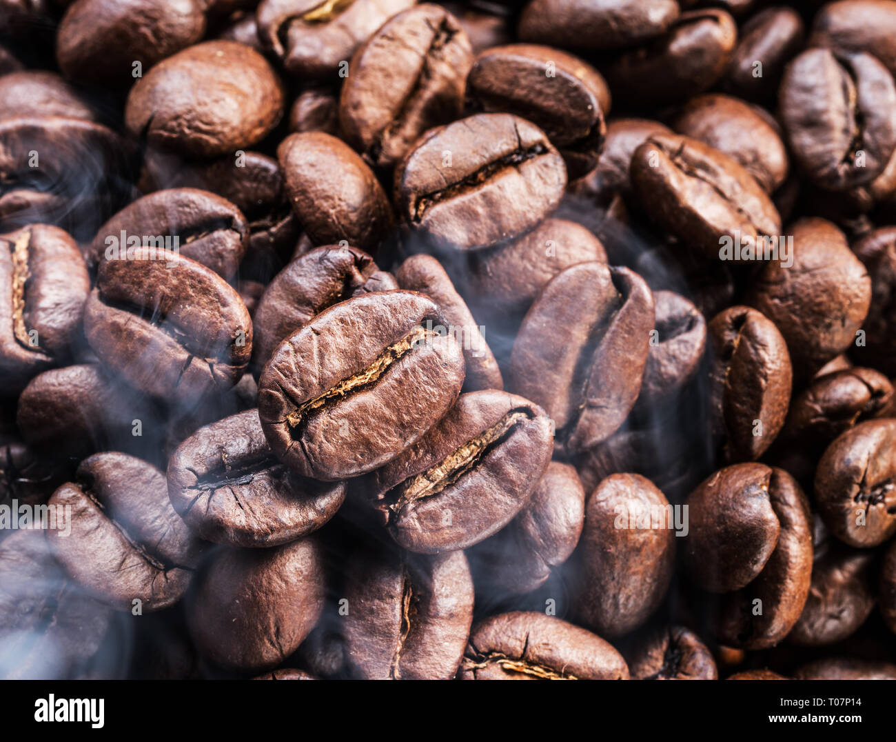 Roasted coffee beans. Food and drink background. Top view Stock Photo ...