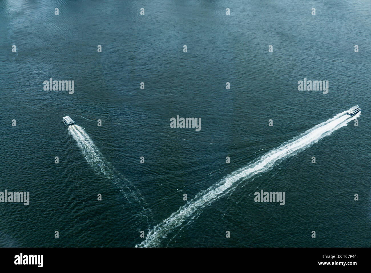 Aerial sailing sea view, two boat, usa Stock Photo - Alamy