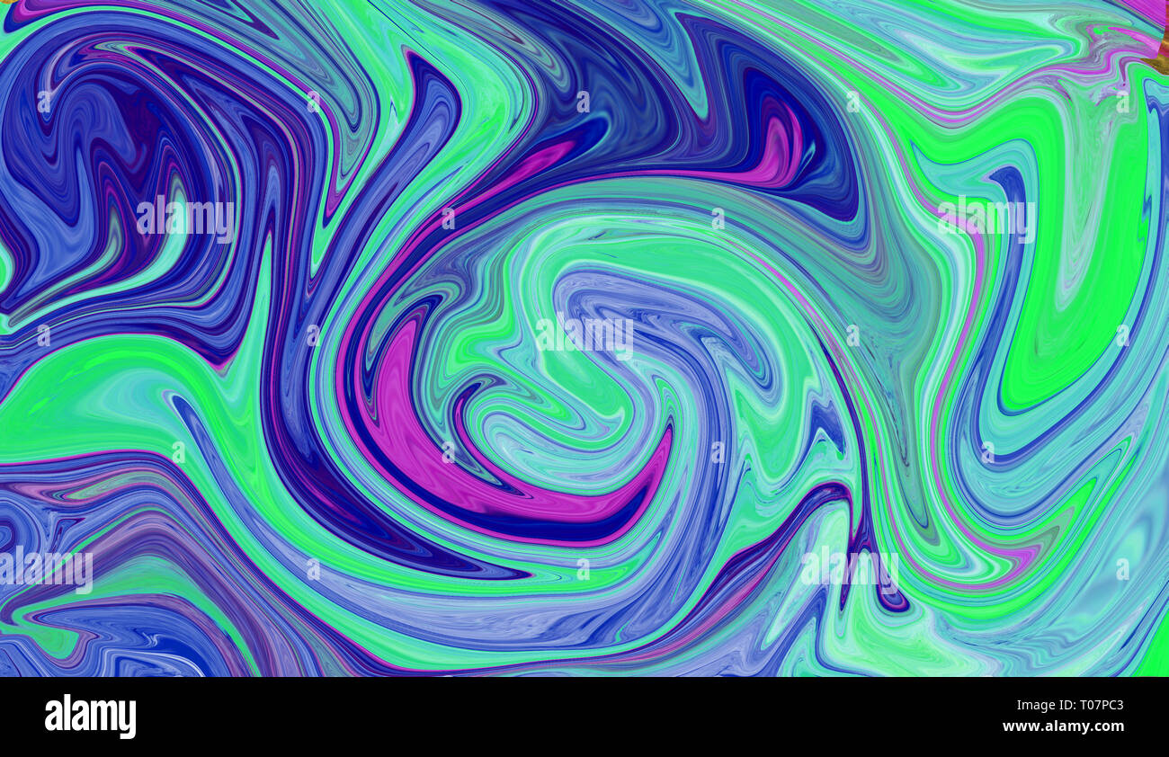 Abstract background with psychedelic painting art in vivid colors. Marbleized bright effect with fluid colors for wallpapers. Stock Photo