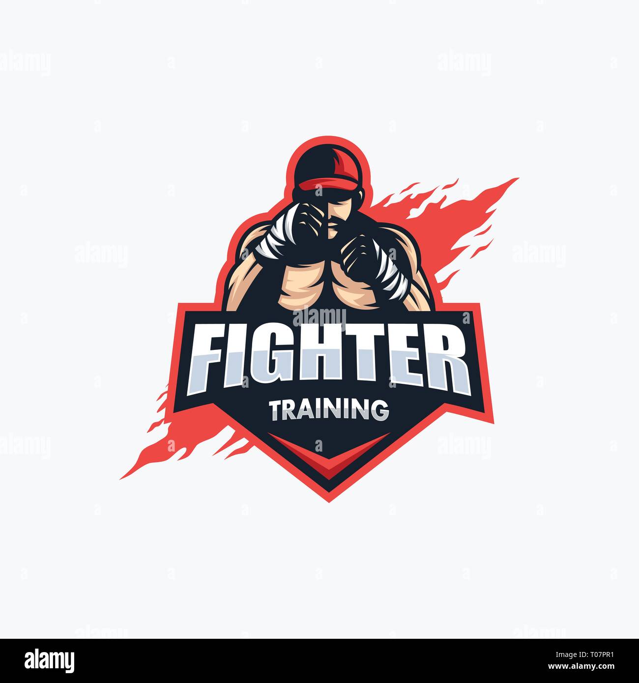 Sport Fighter illustration vector template. Suitable for Creative Industry, Multimedia, entertainment, Educations, Shop, and any related business Stock Vector