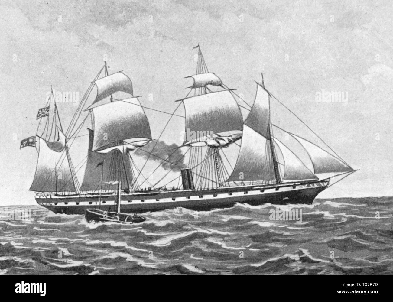 transport / transportation, navigation, steamship, sail steamer, 'Great Britain' of the Great Western Steamship Company, designed by Isambart Kingdom Brunel, built at William Patterson Shipbuilders, Bristol, commissioned 1845, Additional-Rights-Clearance-Info-Not-Available Stock Photo