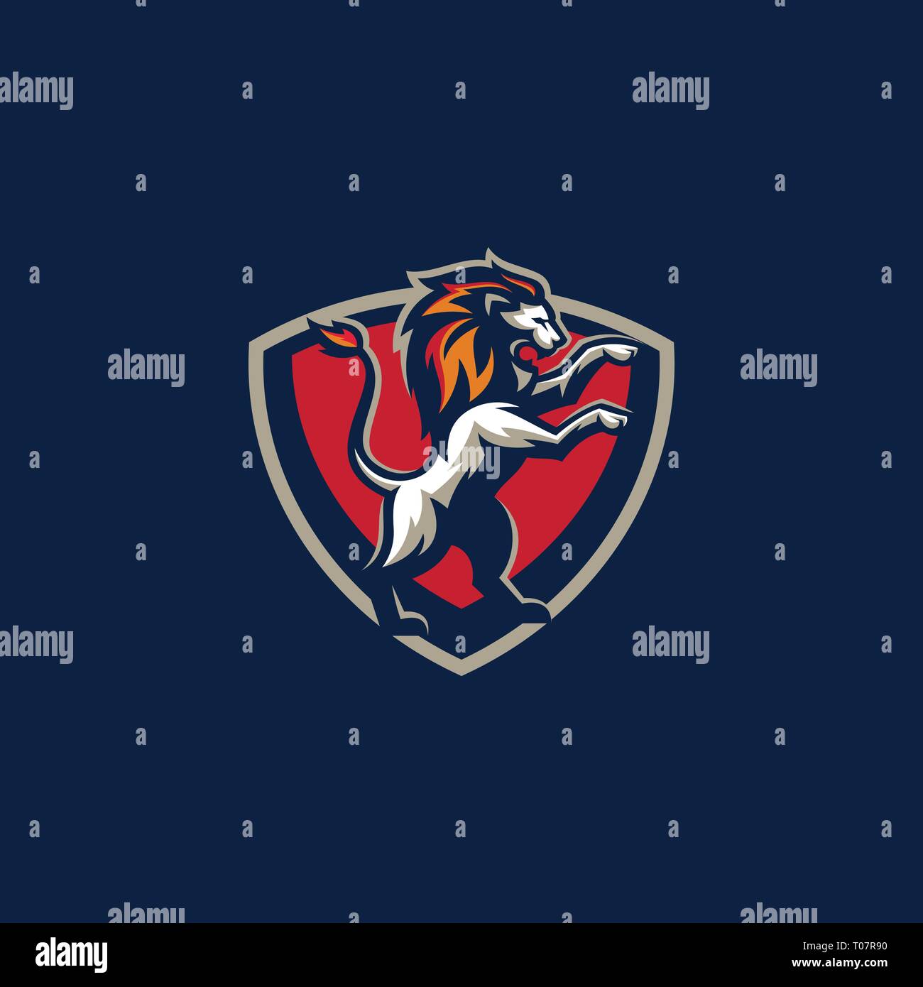 Sport Lion Championship Design illustration vector template. Suitable for Creative Industry, Multimedia, entertainment, Educations, Shop, and any rela Stock Vector