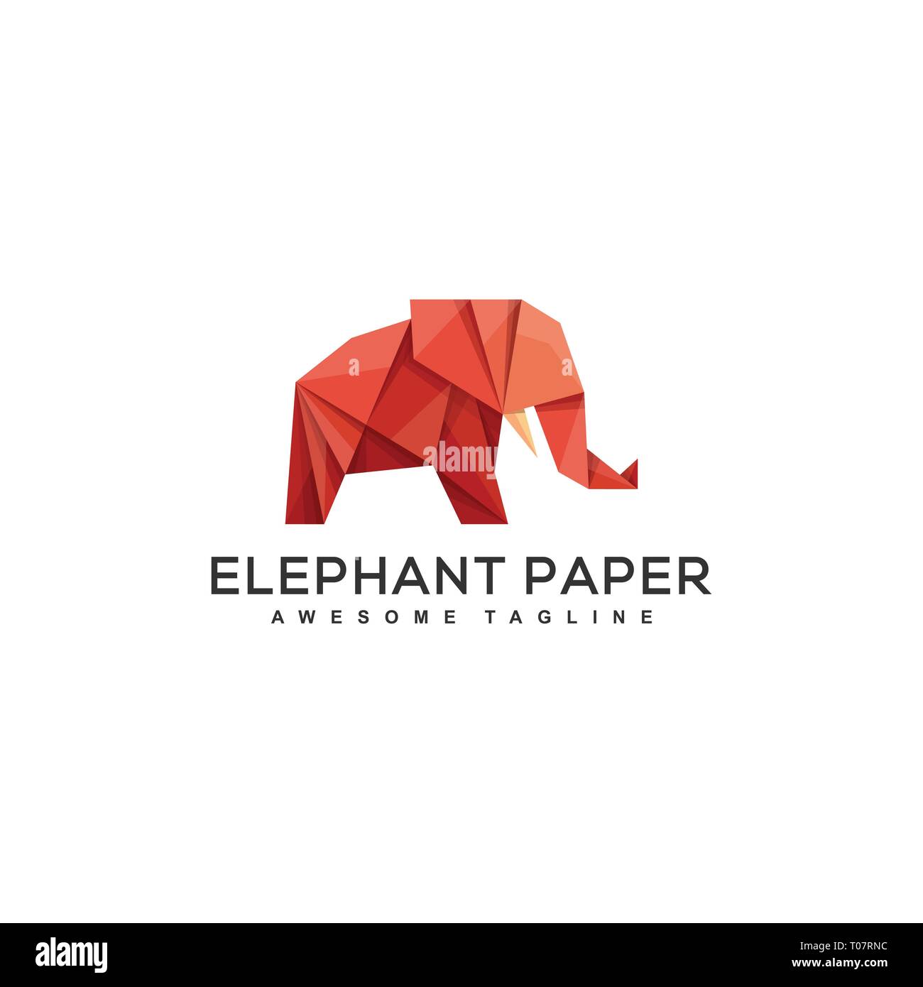 Origami Elephant Design Concept Illustration Vector Template