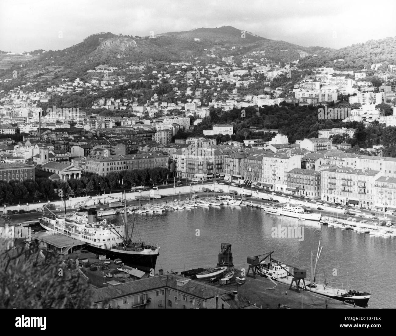 geography / travel, France, Nice, harbour Port Lympia, overview, 1950s, Additional-Rights-Clearance-Info-Not-Available Stock Photo