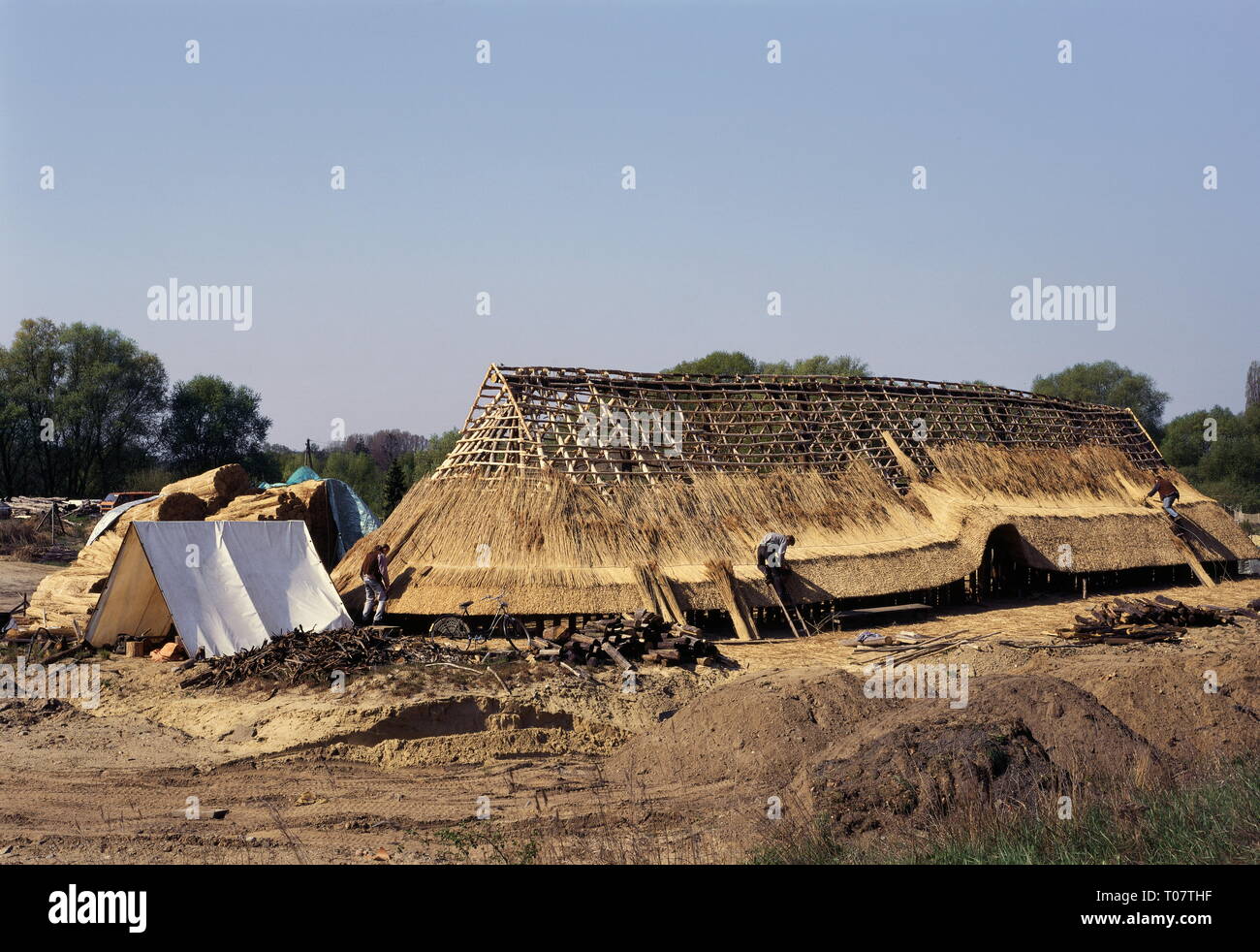 prehistory, architecture, longhouse of the Bronze Age, reconstructed