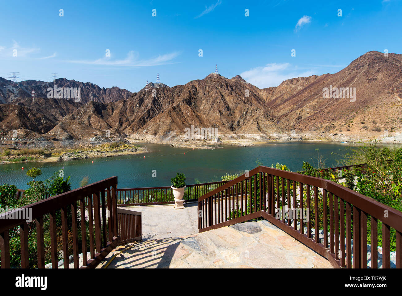 Al Rafisah Dam in city of Khor Fakkan in the United Arab Emirates Stock Photo