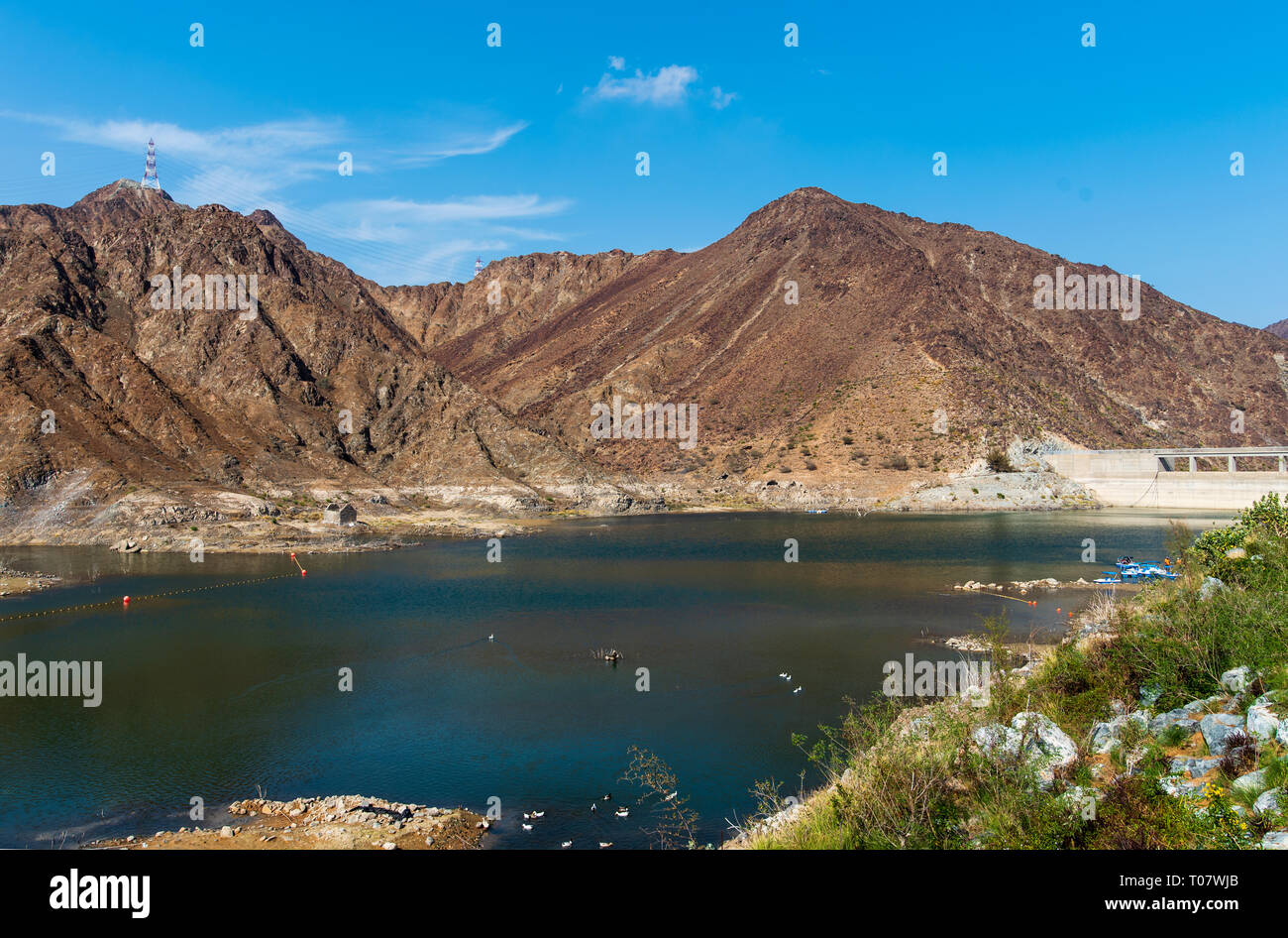 Al Rafisah Dam in city of Khor Fakkan in the United Arab Emirates Stock Photo