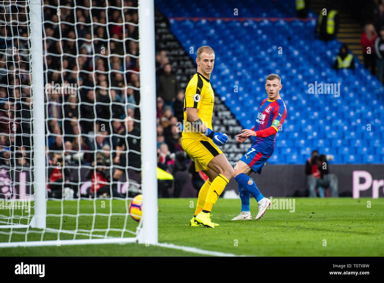 LONDON, ENGLAND - DECEMBER 01: Joe Hart of Burnley FC concede goal after James McArthur (not on picture) shot during the Premier League match between Crystal Palace and Burnley FC at Selhurst Park on December 1, 2018 in London, United Kingdom. (Photo by Sebastian Frej/MB Media) Stock Photo