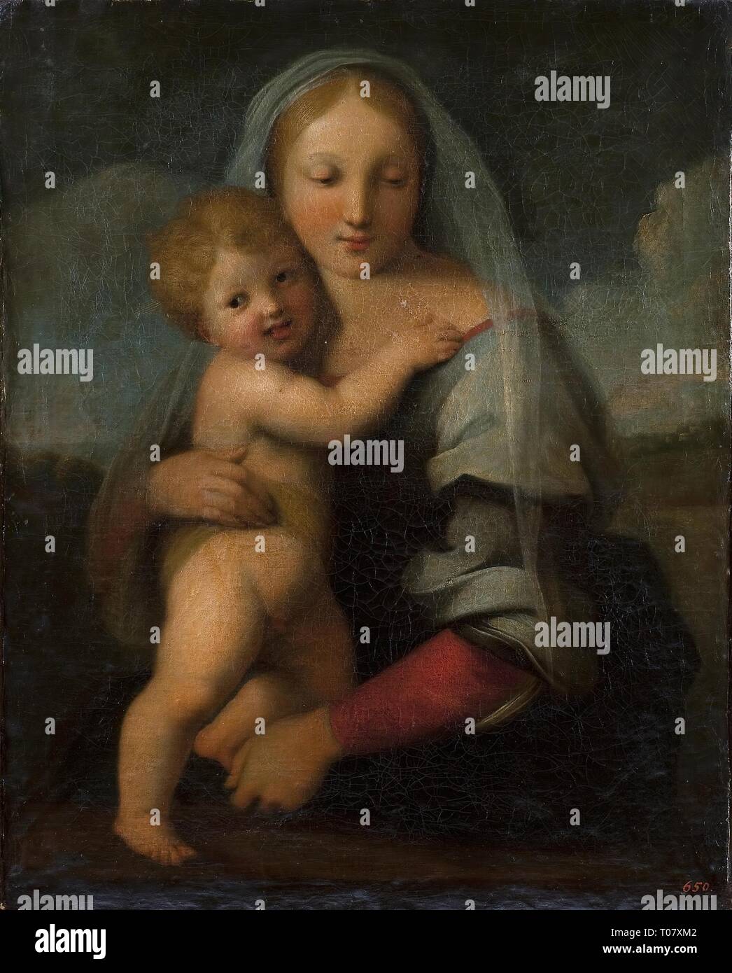'Madonna and Child (copy)'. Italy. Dimensions: 81,5x65,3 cm. Museum: State Hermitage, St. Petersburg. Author: Raffaello (Raffaello Santi). Stock Photo