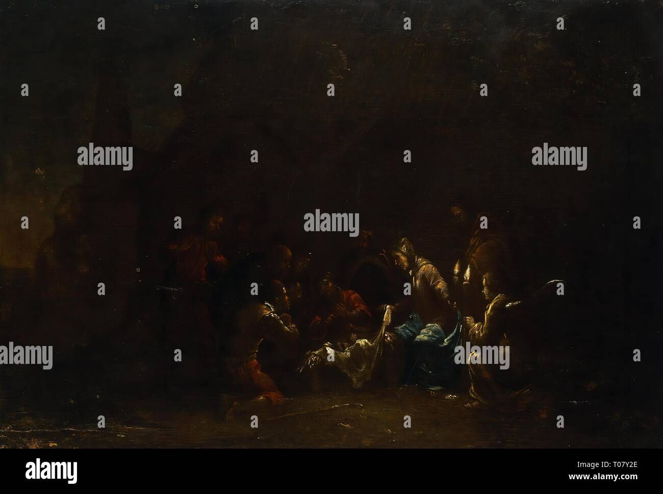 'Adoration of the Shepherds'. Holland. Dimensions: 28x42 cm. Museum: State Hermitage, St. Petersburg. Author: Leonaert Bramer (circle of). Stock Photo
