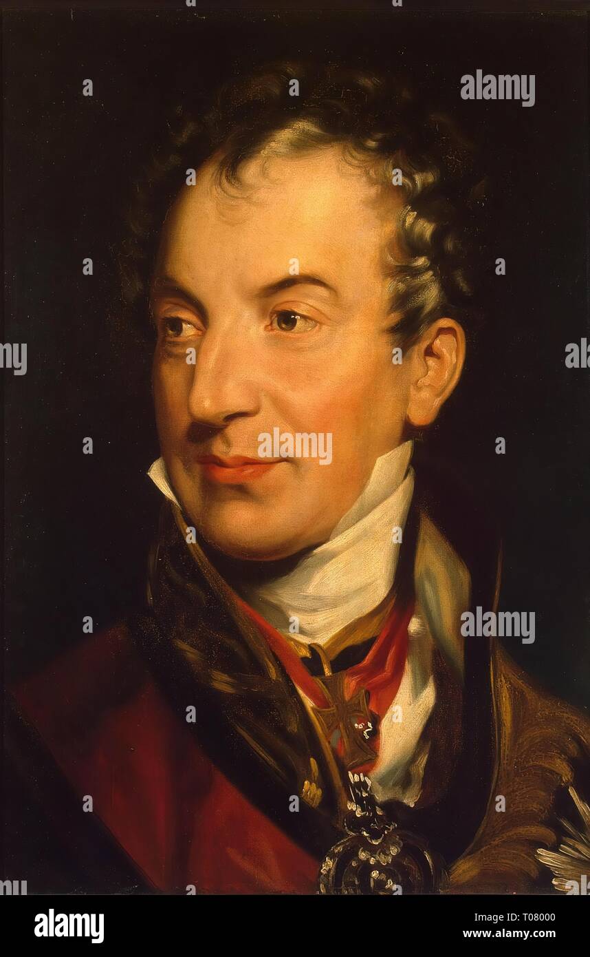 'Portrait of Prince Klemens Wenzel Lothar von Metternich (1773-1859)'. Great Britain, Between 1814 and 1819. Dimensions: 51x35 cm. Museum: State Hermitage, St. Petersburg. Author: Sir Thomas Lawrence (after). THOMAS LAWRENCE . SIR THOMAS LAWRENCE. Stock Photo