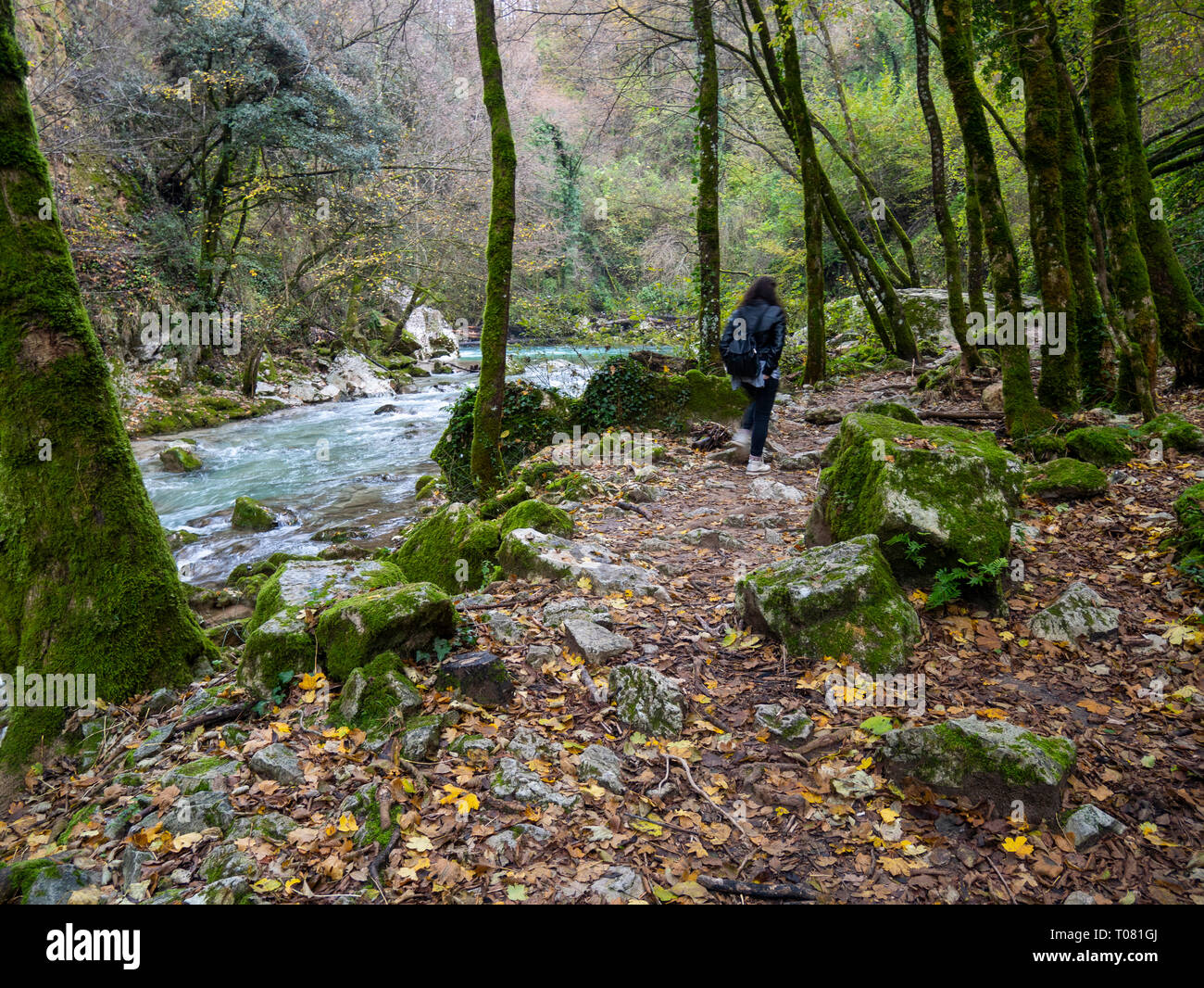 Italy, Lazio, Subiaco, path to the lake and waterfalls of San Benedetto  Stock Photo - Alamy