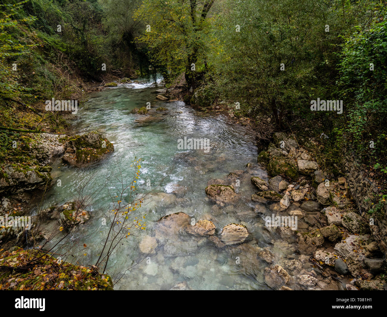 Italy, Lazio, Subiaco, path to the lake and waterfalls of San Benedetto  Stock Photo - Alamy