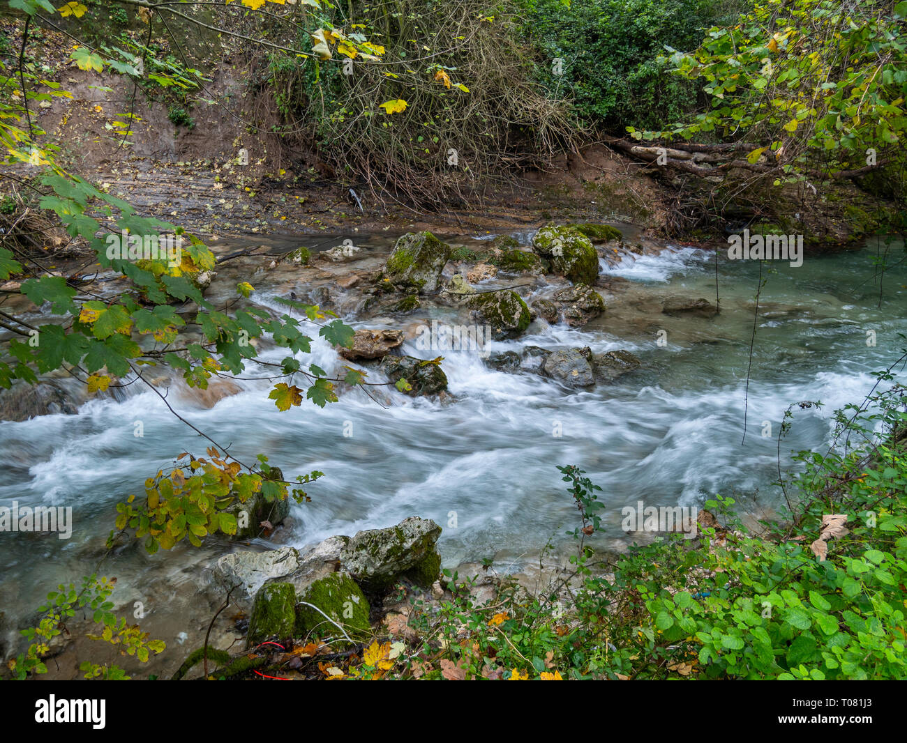 Italy, Lazio, Subiaco, path to the lake and waterfalls of San Benedetto  Stock Photo - Alamy