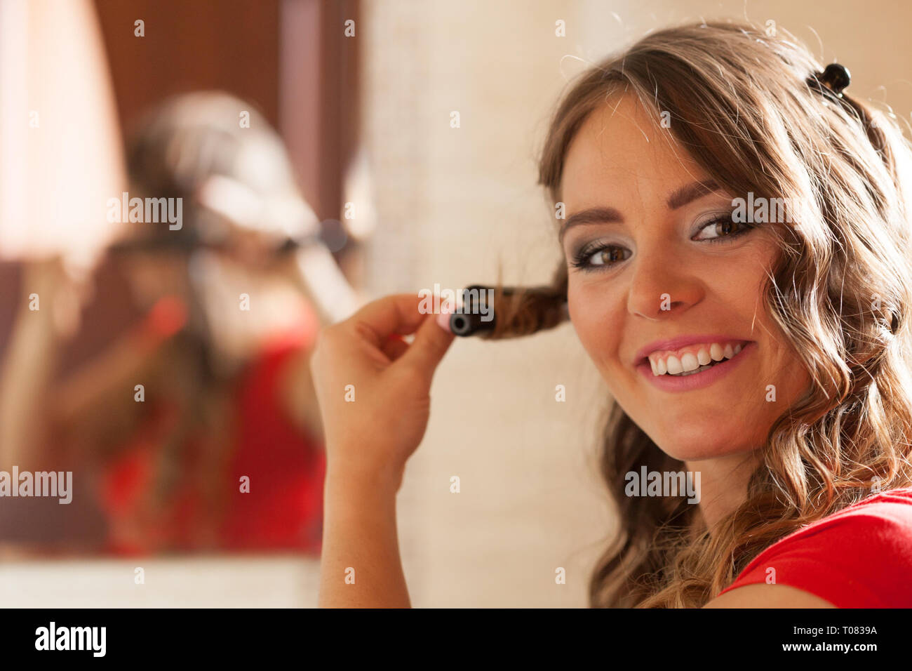 Hairstyles Concept Gorgeous Woman With Elegant Make Up Making