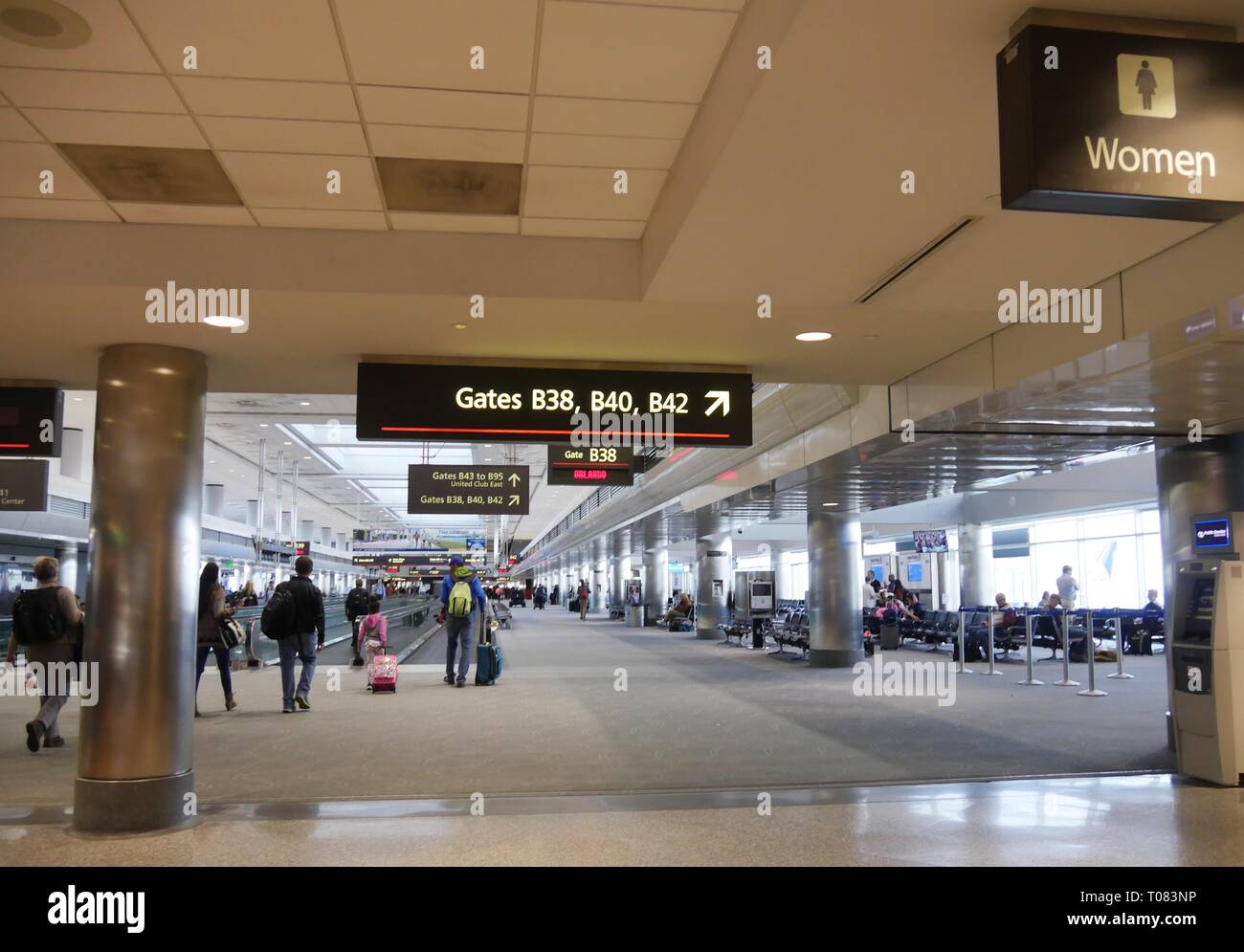 DENVER, COLORADO—MARCH 2018 Directional signs for the boarding gates