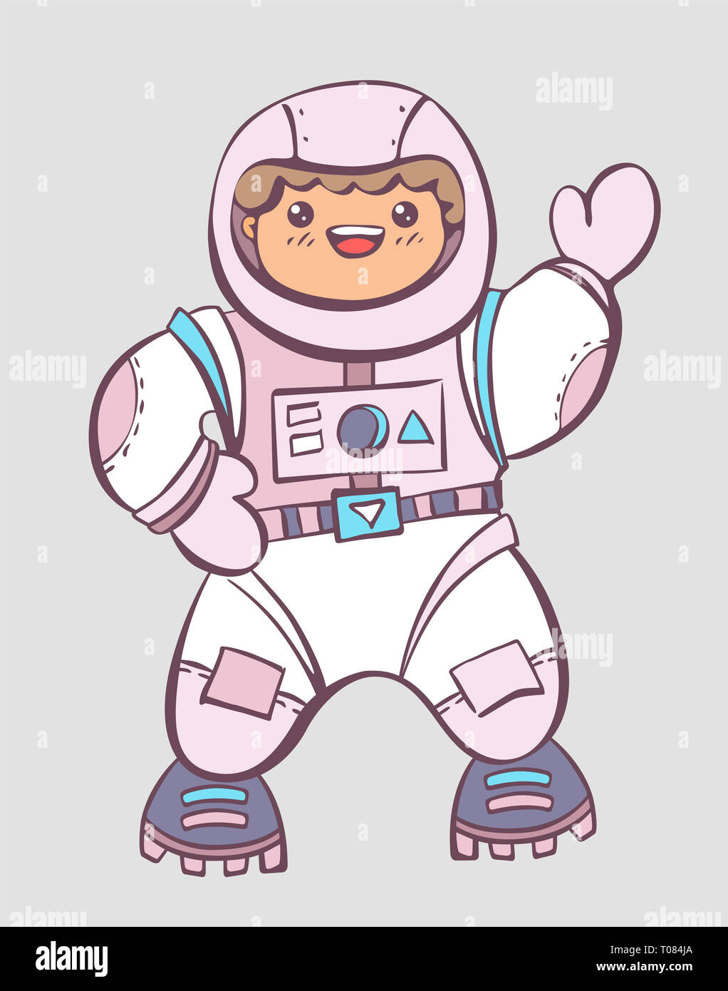 Cartoon astronaut character in space suit comic illustration Stock