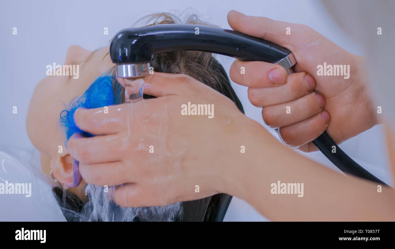 Woman hair styling foam hi-res stock photography and images - Alamy
