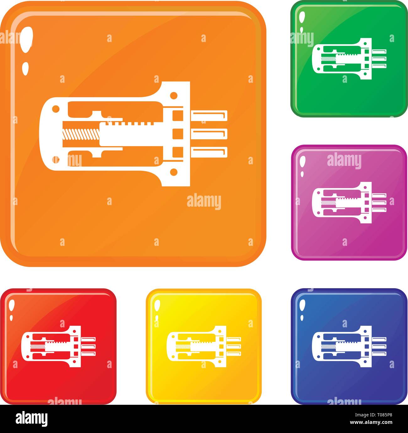 Door lock in section icons set vector color Stock Vector