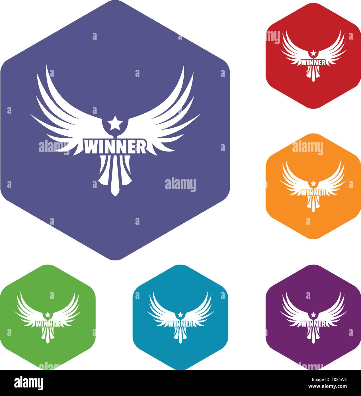 Winner wing icons vector hexahedron Stock Vector