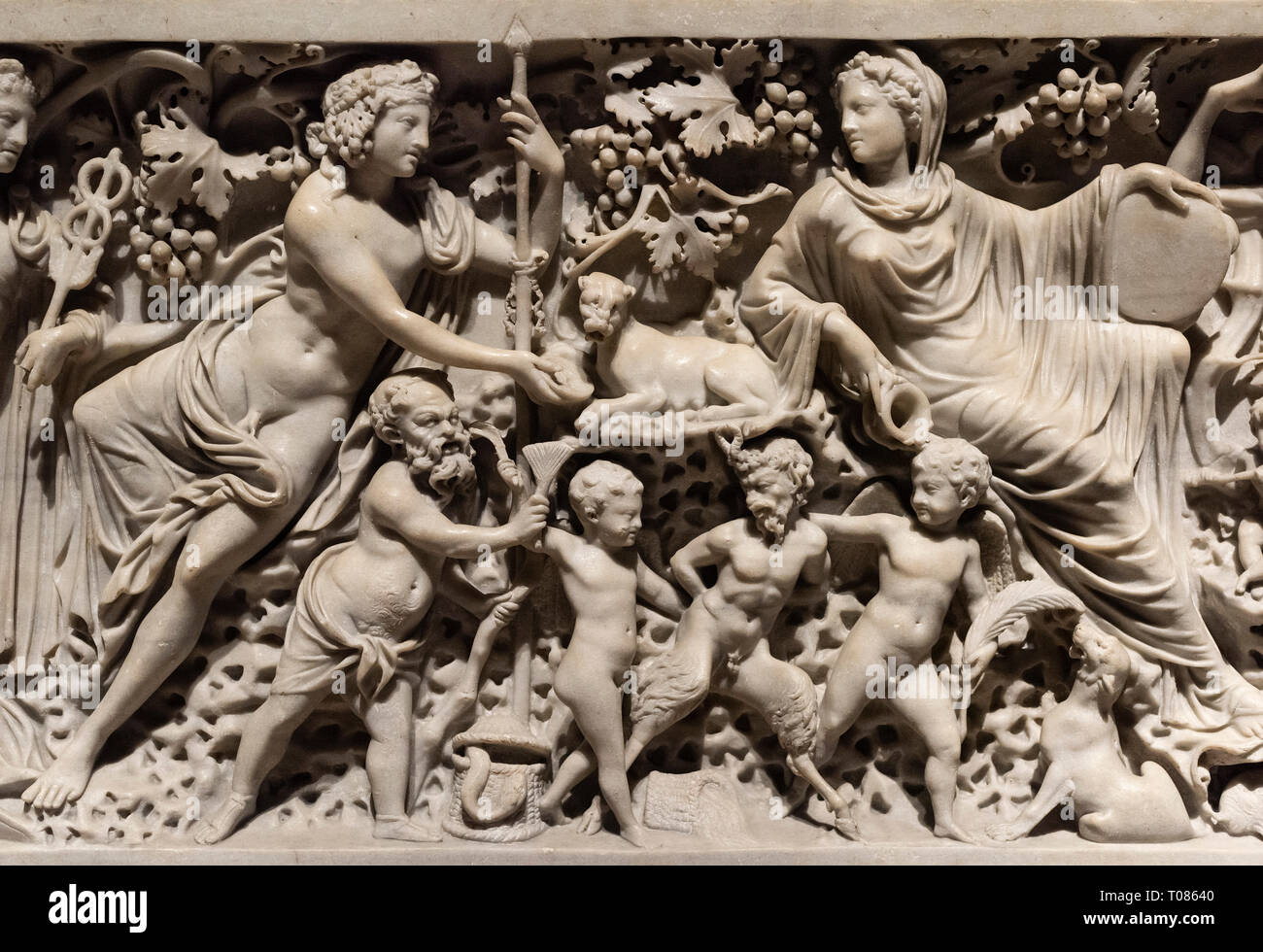 Copenhagen. Denmark. The Casali Sarcophagus with Dionysos and Ariadne, ca. AD 200. Ny Carlsberg Glyptotek.  From Rome.  From museum description; The d Stock Photo